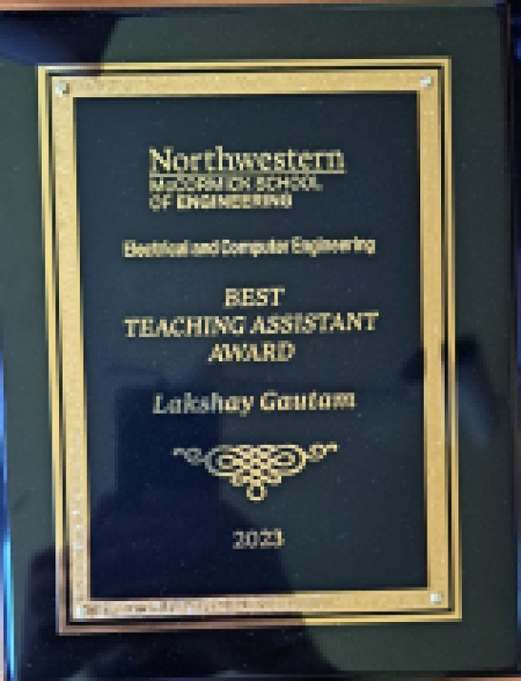 Lakshay Gautam wins Best Teaching Award for 2022-2023